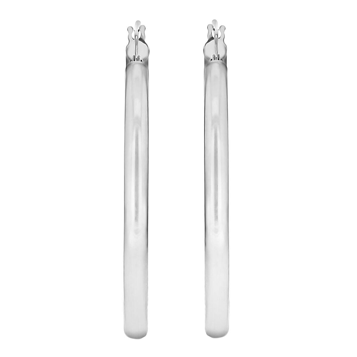 9K White Gold 3mm Round Tube 40mm Polished Hoop Creole Earrings 7341479 2