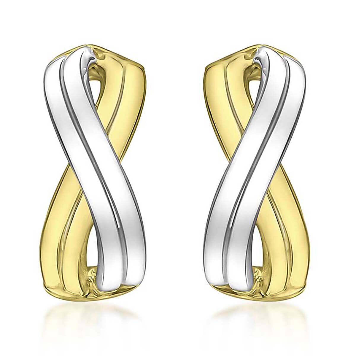 9K Two Colour Gold 7.5mm x 16.5mm Double Crossover Earrings 7341450 0