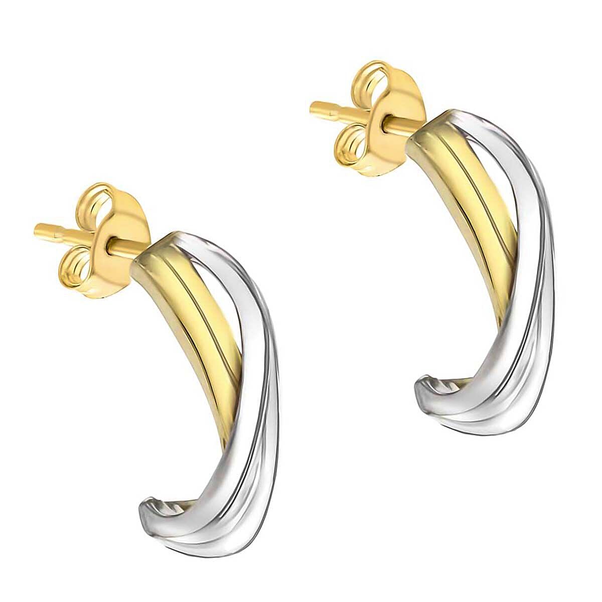 9K Two Colour Gold 7.5mm x 16.5mm Double Crossover Earrings 7341450 1