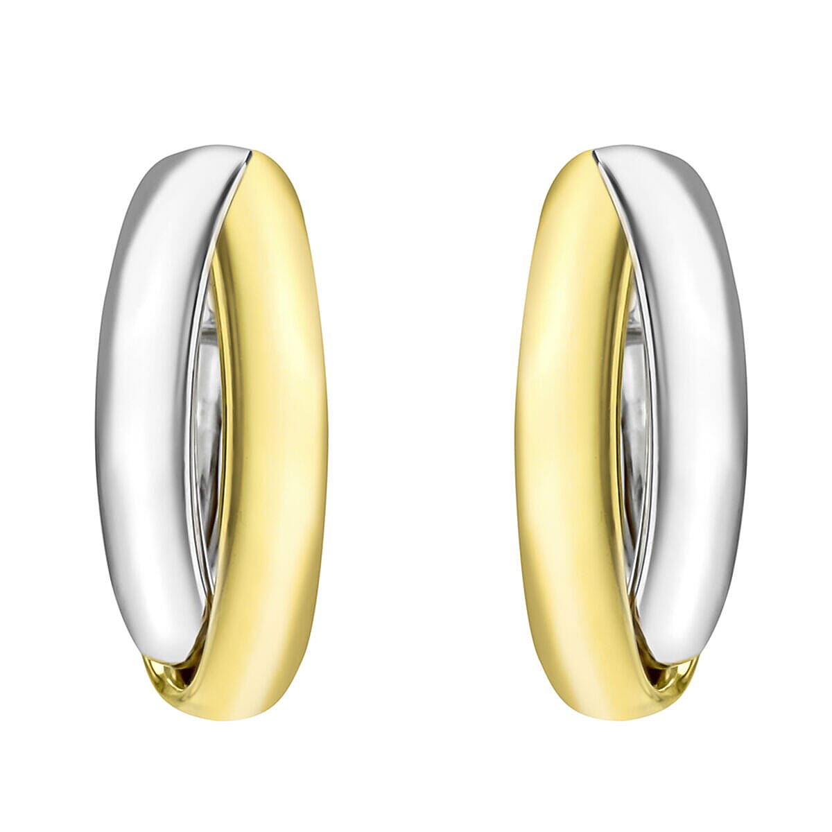 9K Two Colour Gold 8mm x 21.5mm Double Crossover Hoop Earrings 7341204 1