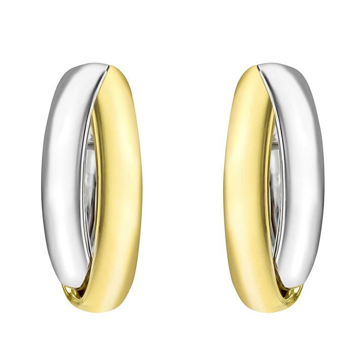9K Two Colour Gold 8mm x 21.5mm Double Crossover Hoop Earrings 7341204 2