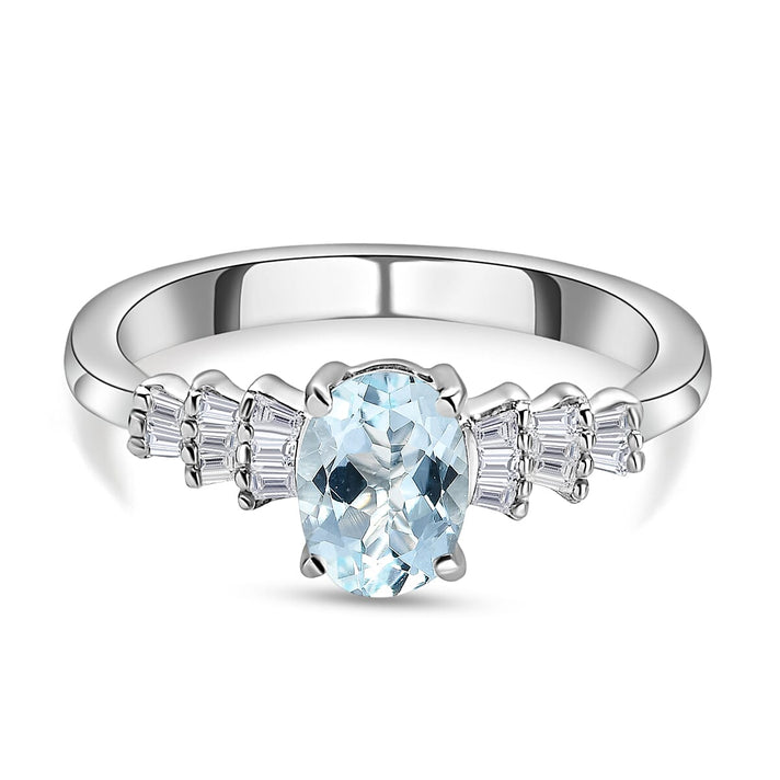9K White Gold Espirito Santo Aquamarine and Diamond Ring 1.28 Ct. 7225995 1