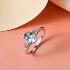 9K White Gold Espirito Santo Aquamarine and Diamond Ring 1.28 Ct.