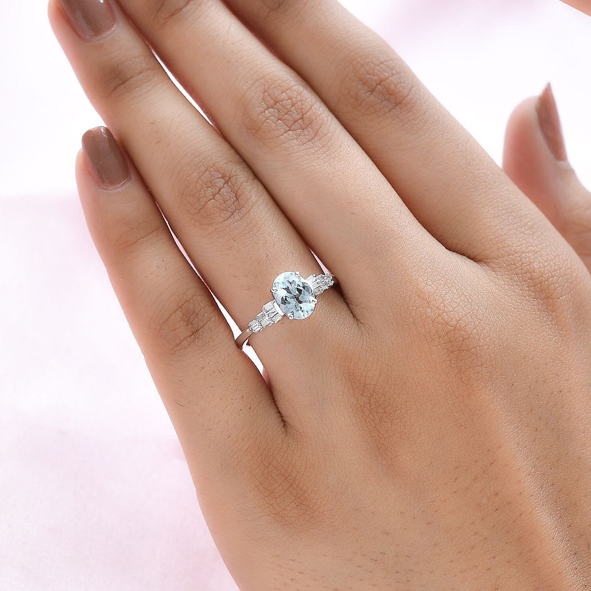 9K White Gold Espirito Santo Aquamarine and Diamond Ring 1.28 Ct. 7225995 3