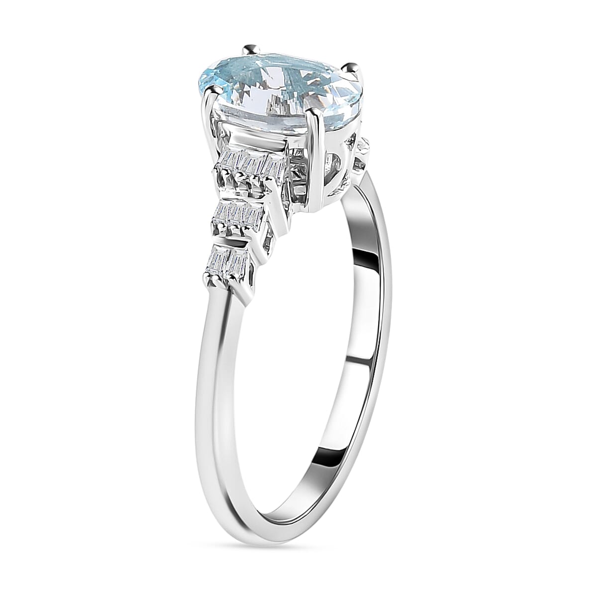 9K White Gold Espirito Santo Aquamarine and Diamond Ring 1.28 Ct. 7225995 4