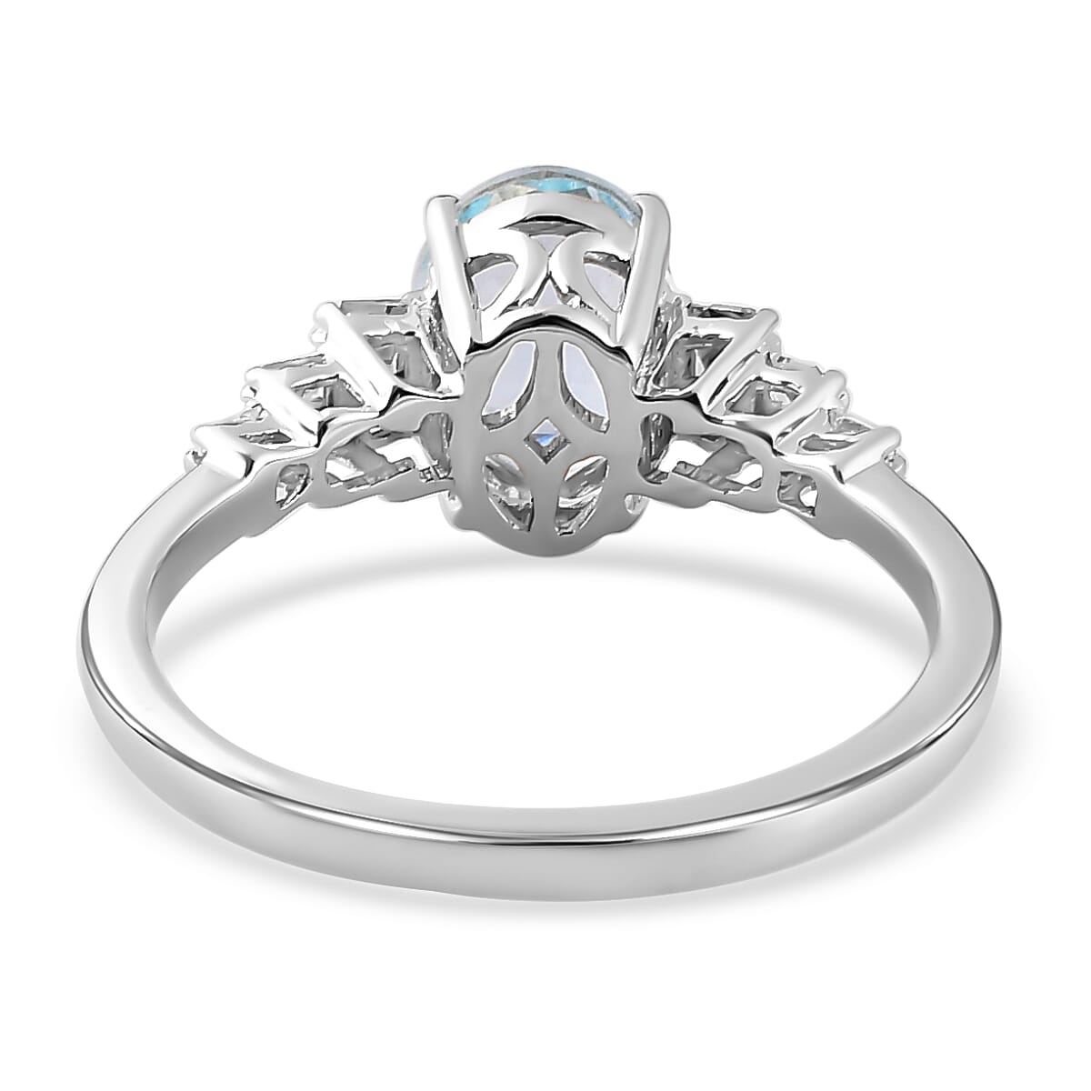 9K White Gold Espirito Santo Aquamarine and Diamond Ring 1.28 Ct. 7225995 5