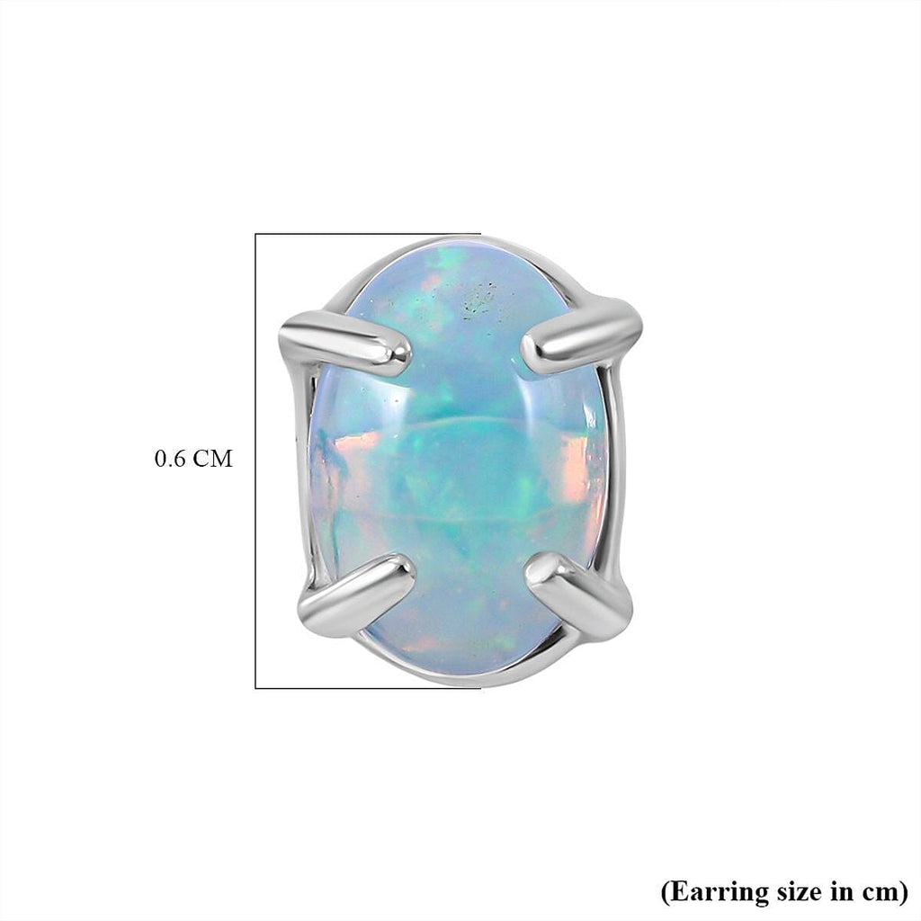 18K White Gold Ethiopian Welo Opal Earrings (with Push Back)