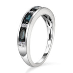 9K White Gold Monte Belo Indicolite and Diamond Half Eternity Band Ring 1.00 Ct.