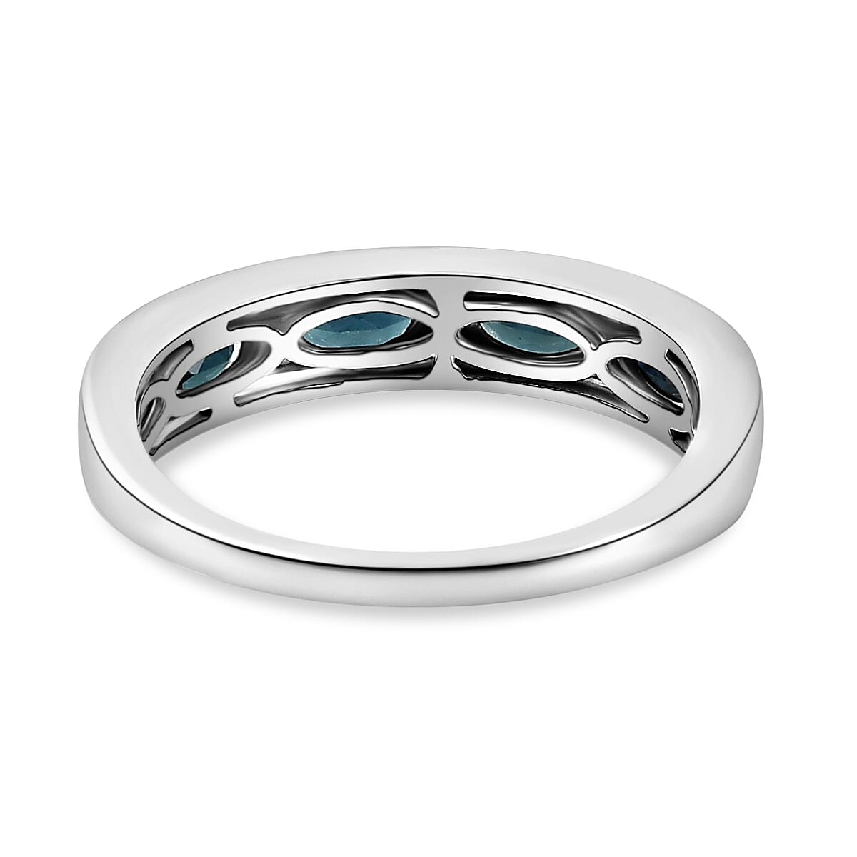 9K White Gold Half Eternity AA Monte Belo Indicolite and Diamond Engagement Ring 8743339 6