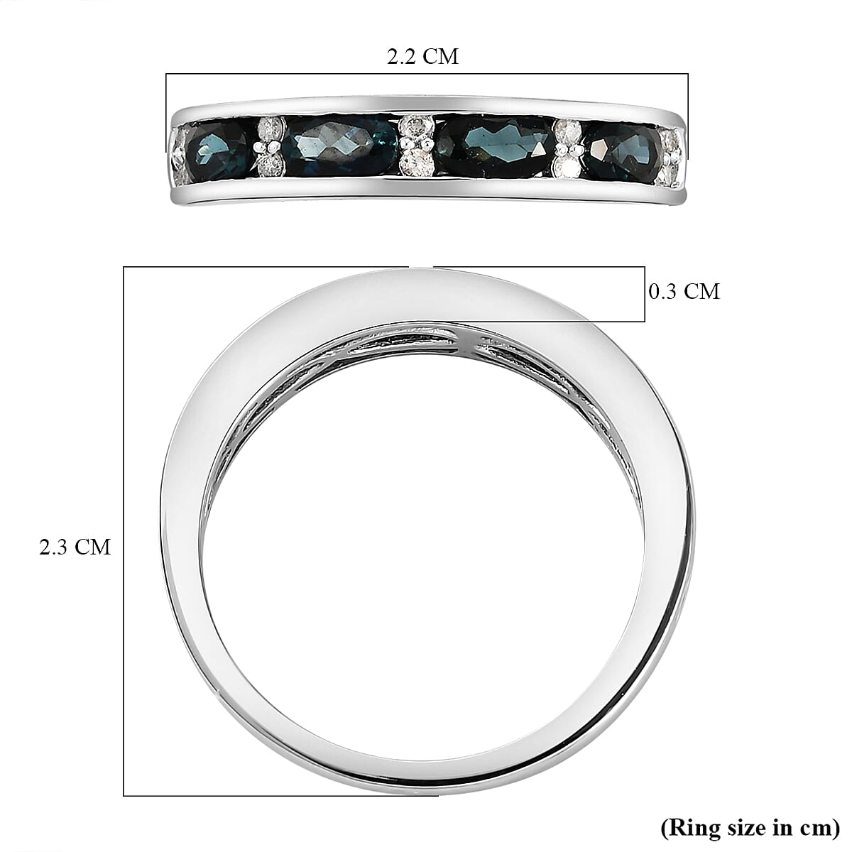 9K White Gold Half Eternity AA Monte Belo Indicolite and Diamond Engagement Ring 8743339 7