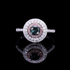 First Time Ever- 9K White Gold Blue Diamond(Solitaire 0.50 Ct) Natural Pink Diamond and White Diamond Ring 1.00 Ct.