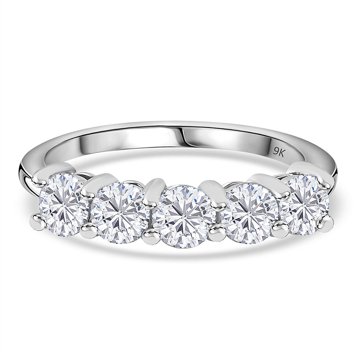 9K White Gold I3 G-H Diamond 5 Stone Ring 1.02 Ct. 7932079 0