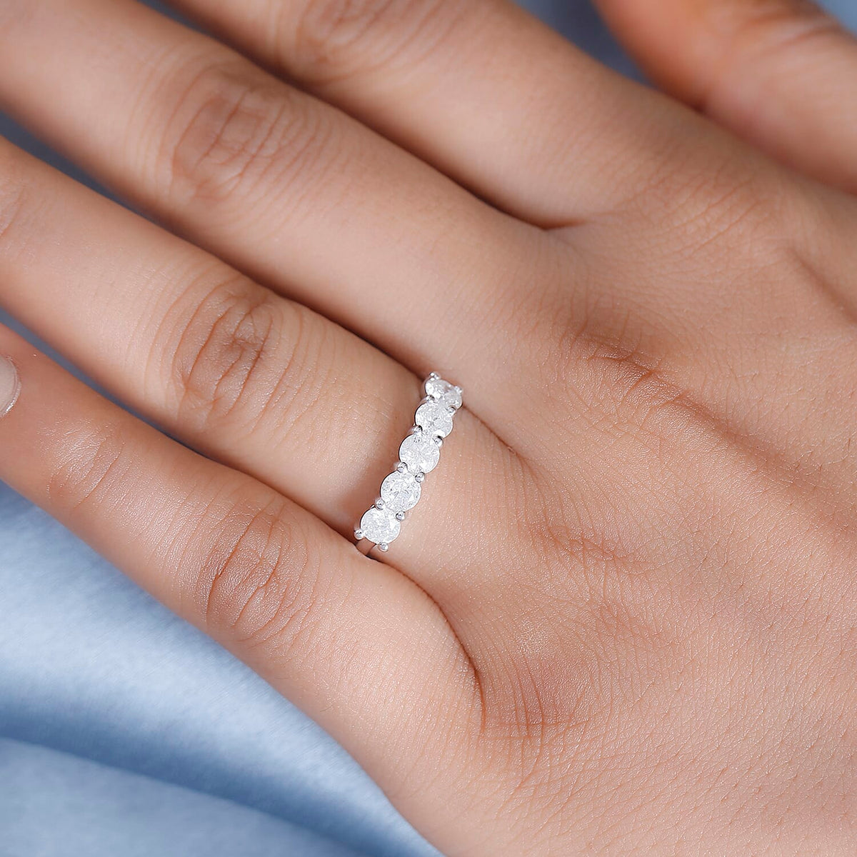9K White Gold I3 G-H Diamond 5 Stone Ring 1.02 Ct. 7932079 1