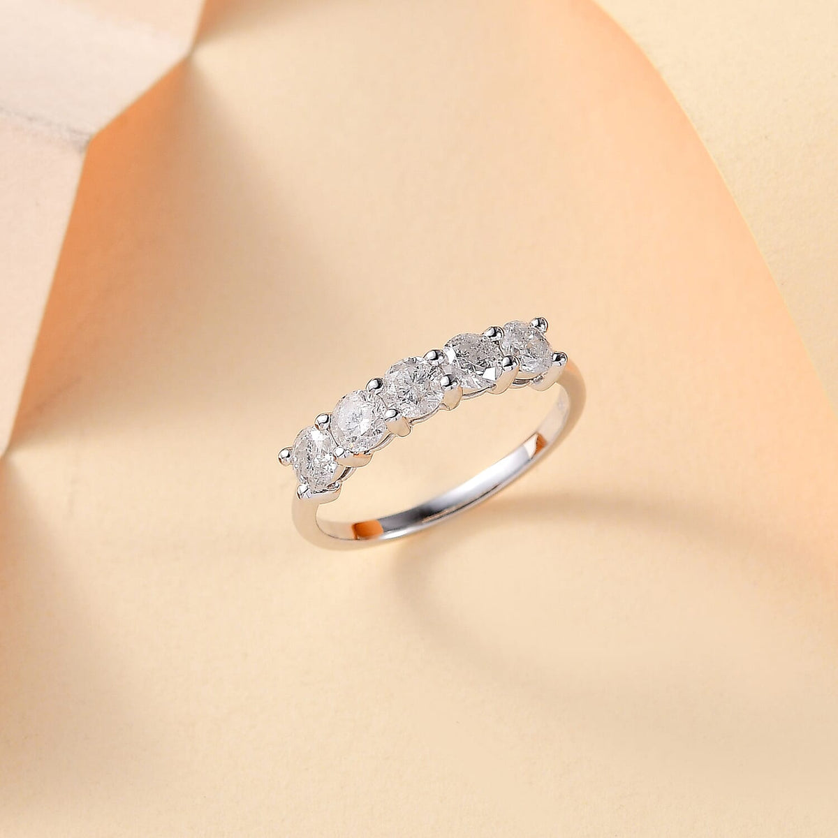 9K White Gold I3 G-H Diamond 5 Stone Ring 1.02 Ct. 7932079 3