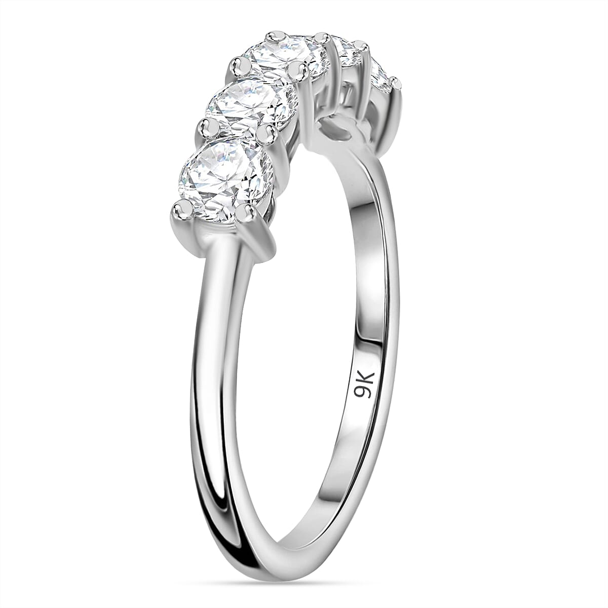 9K White Gold I3 G-H Diamond 5 Stone Ring 1.02 Ct. 7932079 4