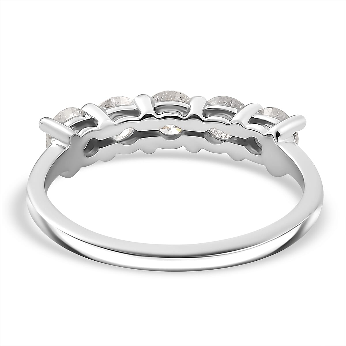 9K White Gold I3 G-H Diamond 5 Stone Ring 1.02 Ct. 7932079 5