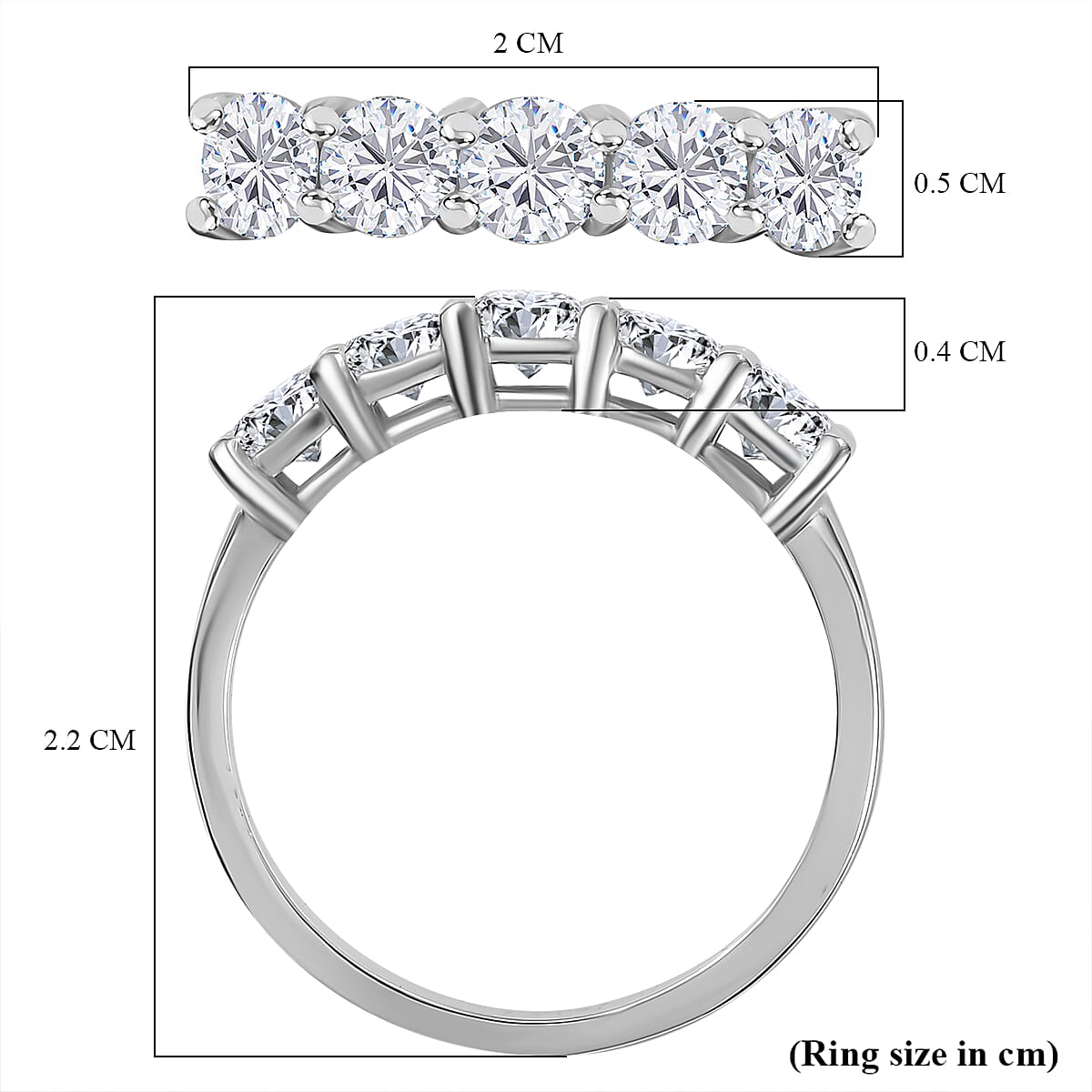 9K White Gold I3 G-H Diamond 5 Stone Ring 1.02 Ct. 7932079 6