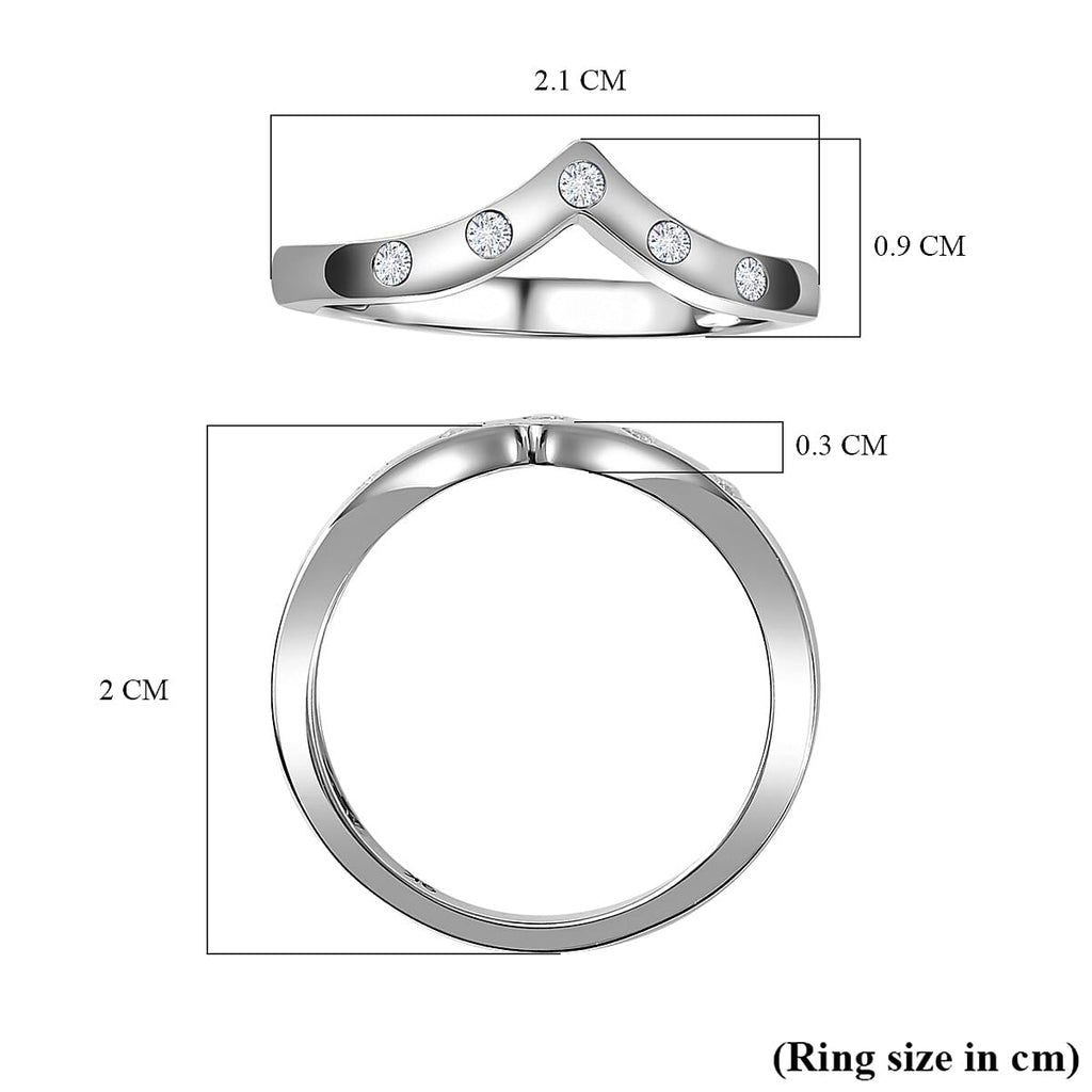 9K White Gold SGL Certified White Diamond Band Ring 0.08 Ct.