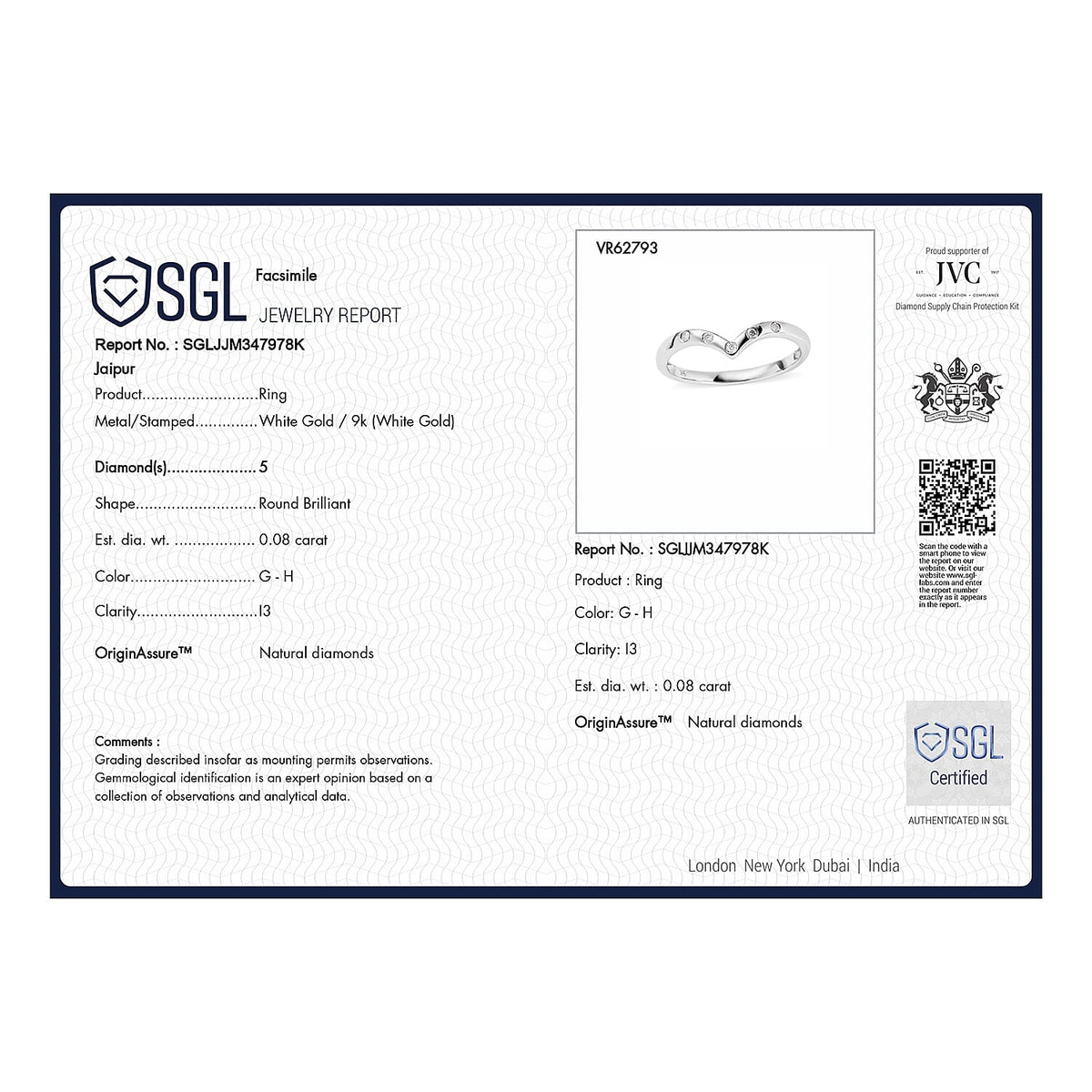 9K White Gold SGL Certified Diamond Wishbone Ring 7649299 6