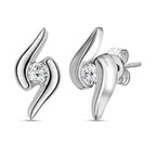 9K White Gold Diamond Swirl Stud Earrings 0.06 Ct
