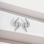 9K White Gold Diamond Swirl Stud Earrings 0.06 Ct