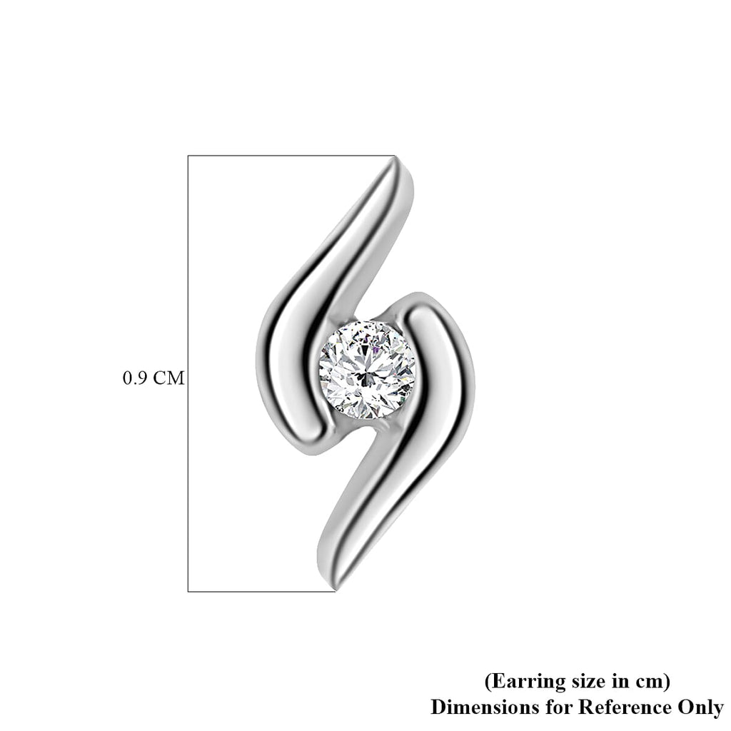 9K White Gold Diamond Swirl Stud Earrings 0.06 Ct