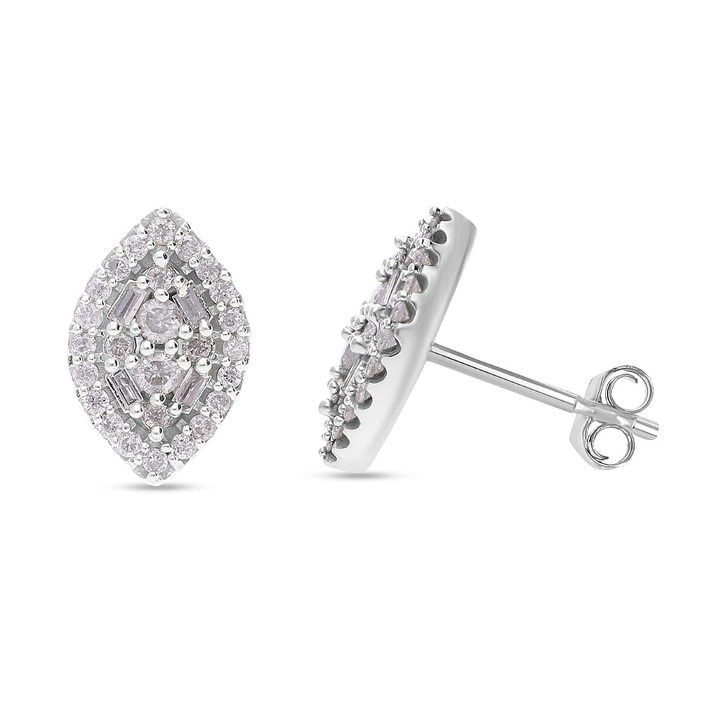 9K White Gold Diamond Earrings 0.51 Ct