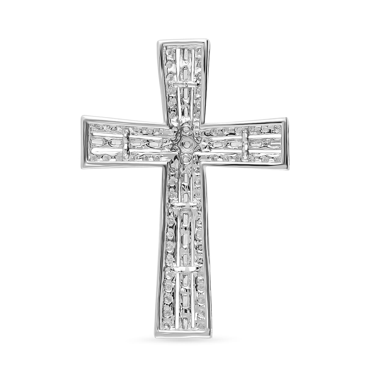 One Time Deal- 9K White Gold Diamond Cross Pendant 1.00 Ct. 7652905 2
