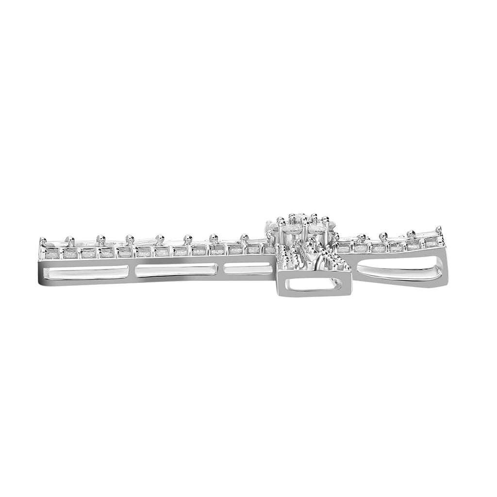 One Time Deal- 9K White Gold Diamond Cross Pendant 1.00 Ct.