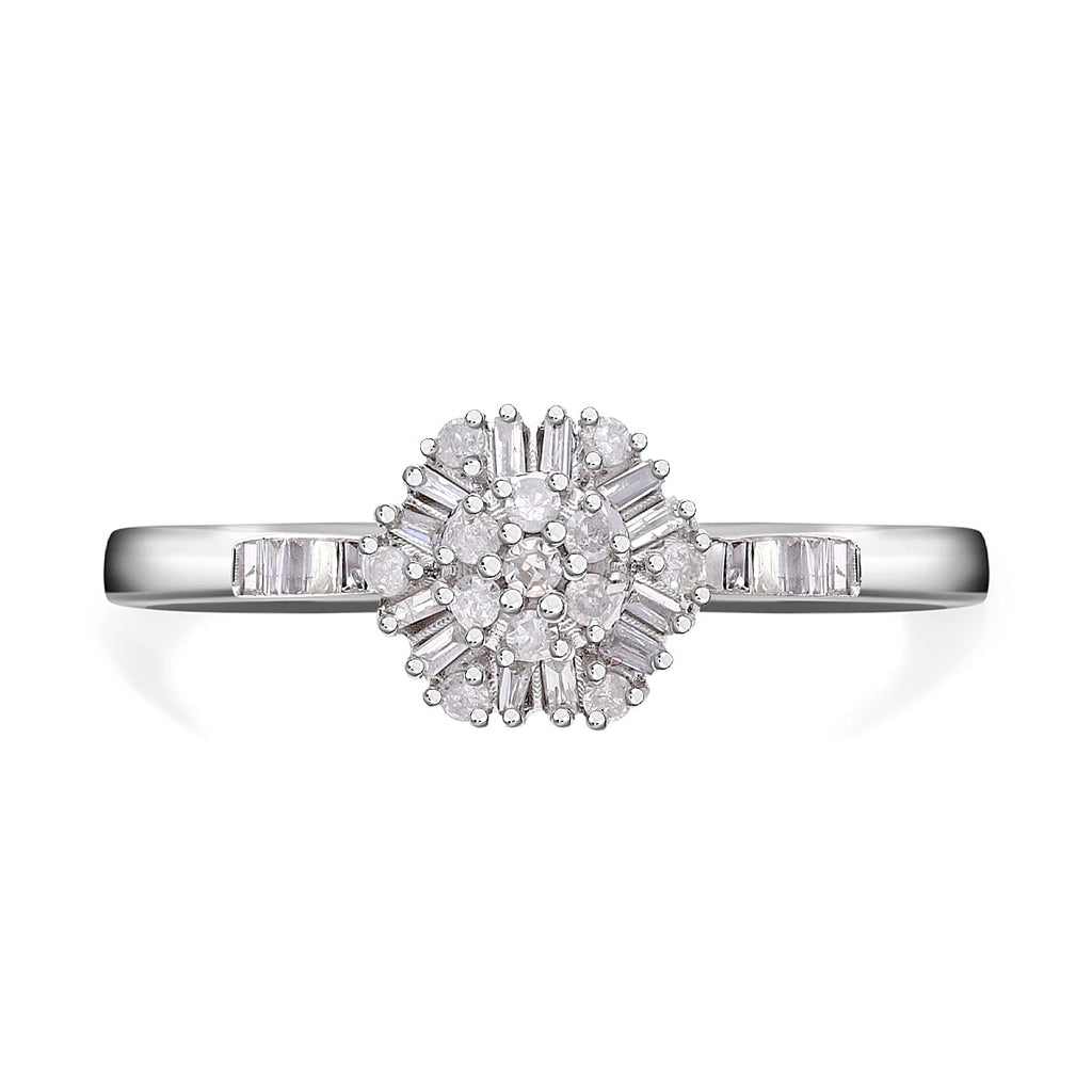 9K White Gold  I3   White Diamond  I3 Ring 0.25 ct,  Gold Wt. 1.9 Gms  0.250  Ct.