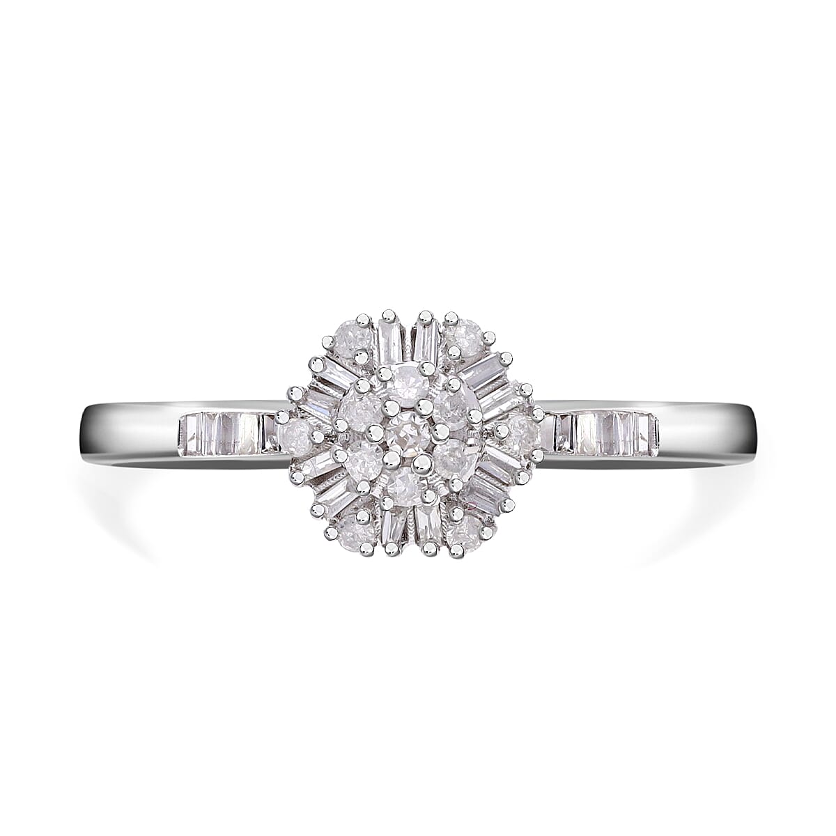 9K White Gold White Diamond I3 Floral Ring 0.25 ct. 7745856 0