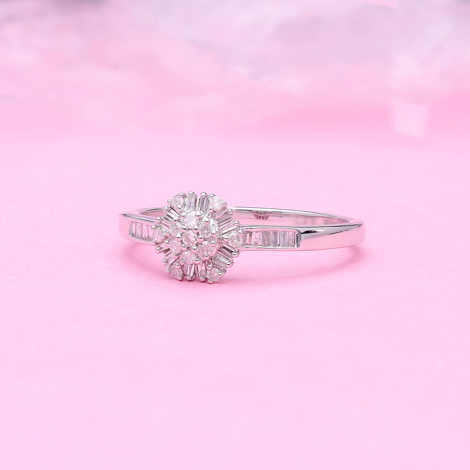 9K White Gold White Diamond I3 Floral Ring 0.25 ct. 7745856 1