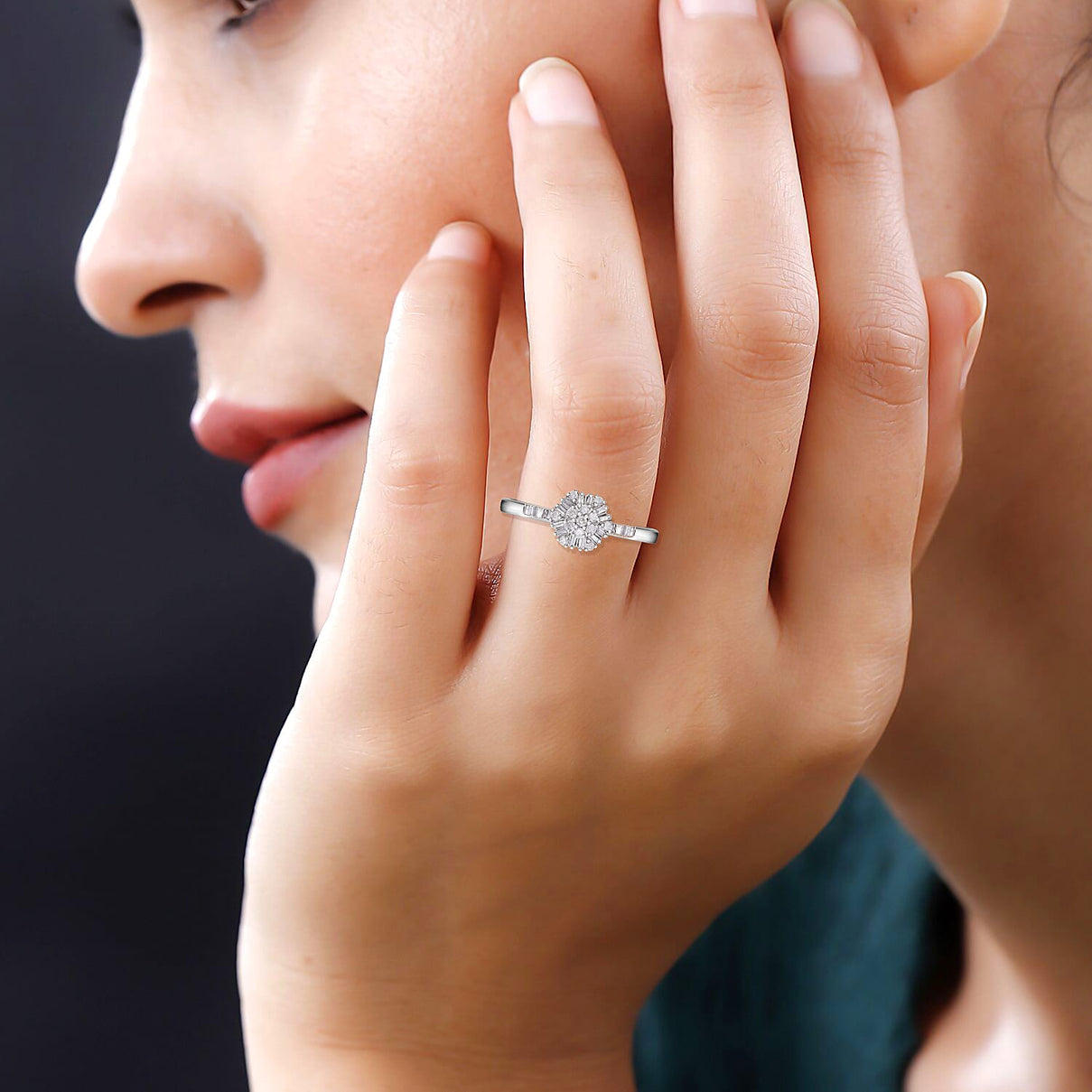 9K White Gold White Diamond I3 Floral Ring 0.25 ct. 7745856 2
