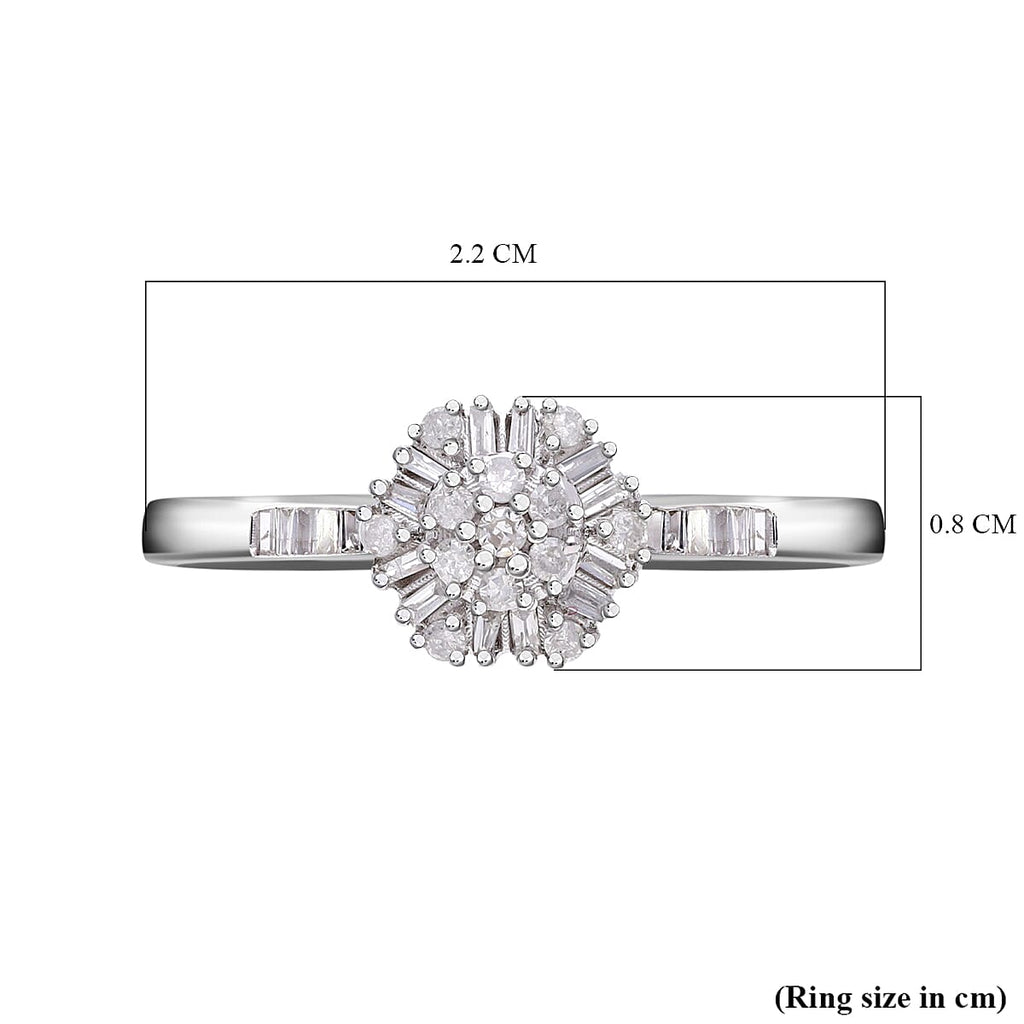 9K White Gold  I3   White Diamond  I3 Ring 0.25 ct,  Gold Wt. 1.9 Gms  0.250  Ct.