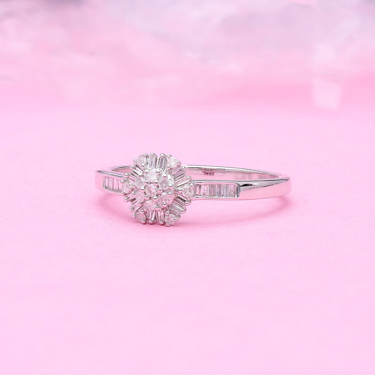Diamond Cluster Ring in 9K White Gold 7726416 1