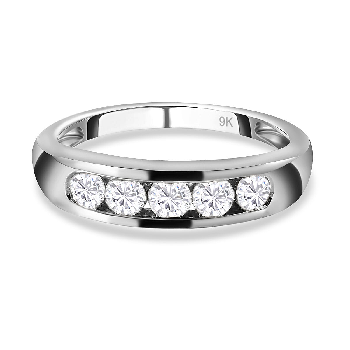 9K White Gold Moissanite 5 Stone Engagement Ring 7621568 0