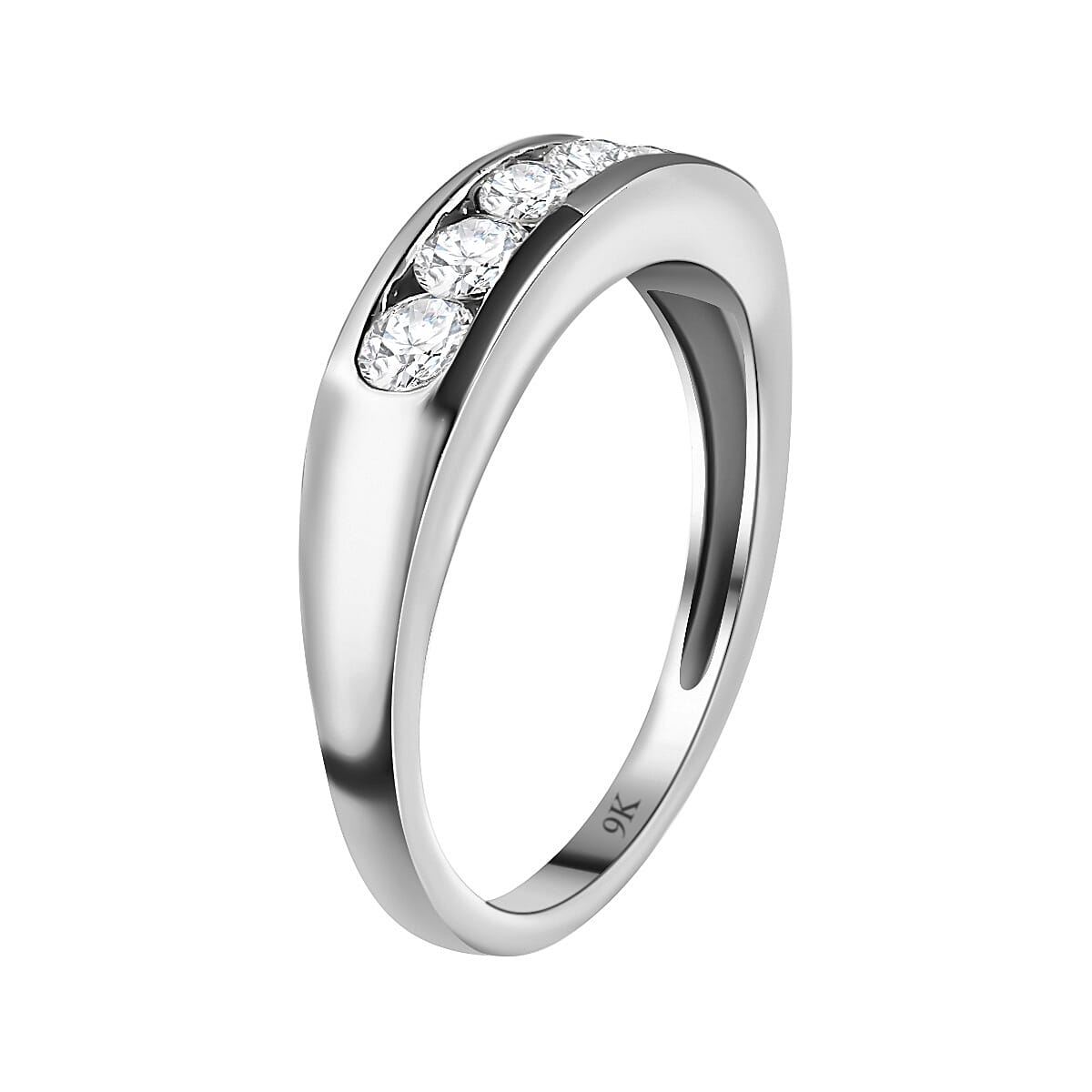 9K White Gold Moissanite 5 Stone Engagement Ring 7621568 3