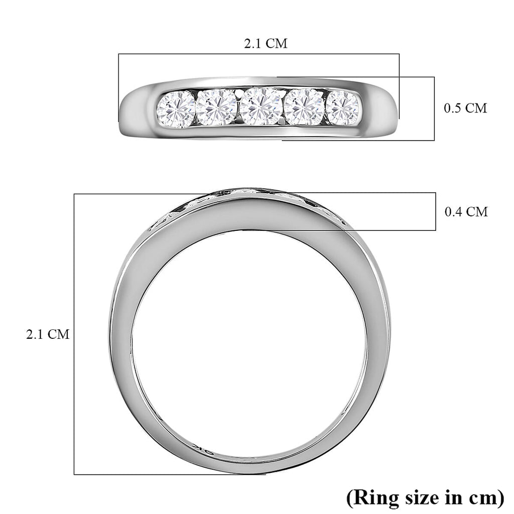 9K White Gold Moissanite 5 Stone Band Ring