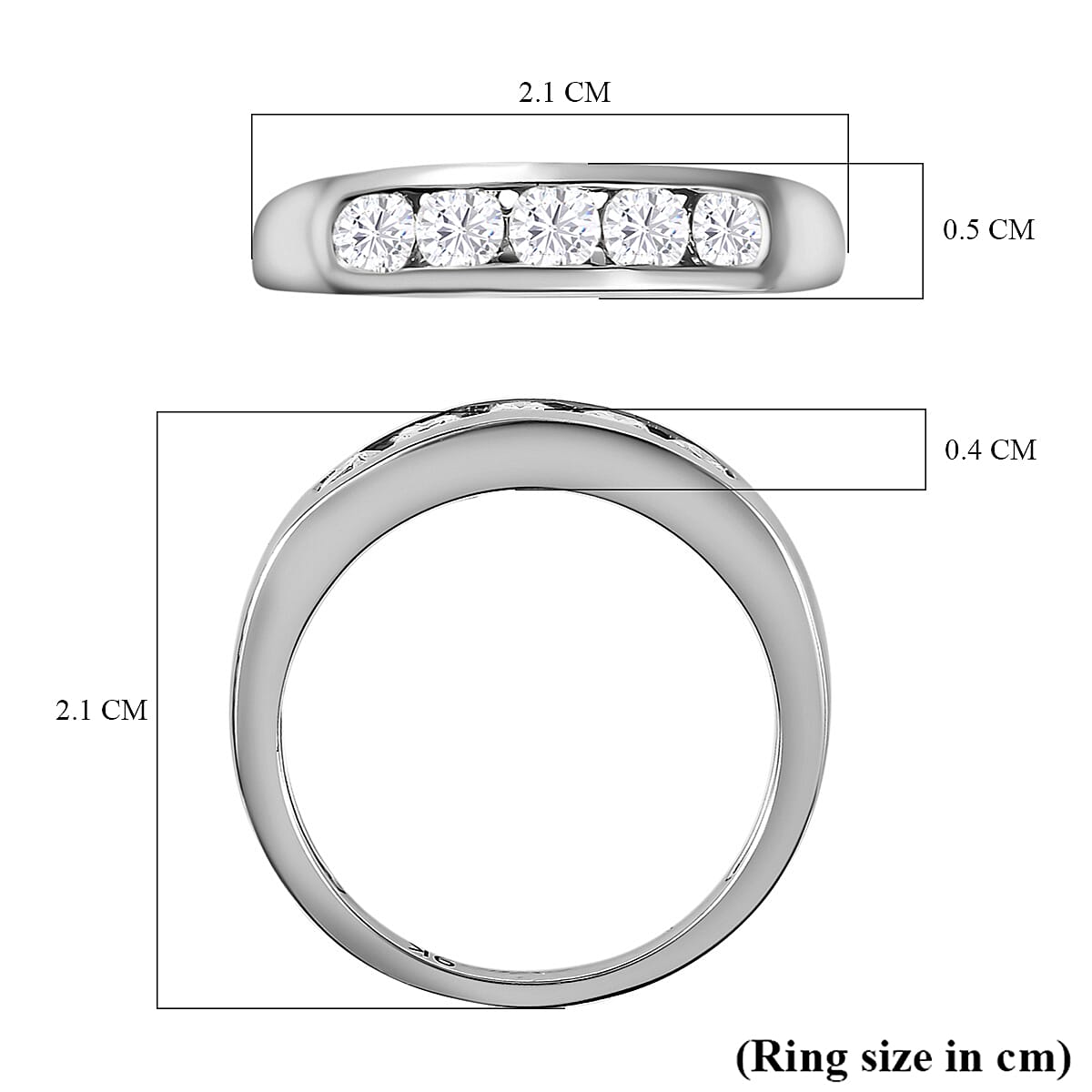 9K White Gold Moissanite 5 Stone Engagement Ring 7621568 5