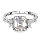 9K White Gold Moissanite (Asscher Cut) Ring 2.92 Ct.
