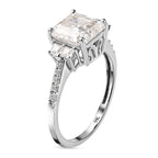 9K White Gold Moissanite (Asscher Cut) Ring 2.92 Ct.