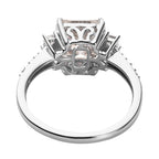 9K White Gold Moissanite (Asscher Cut) Ring 2.92 Ct.