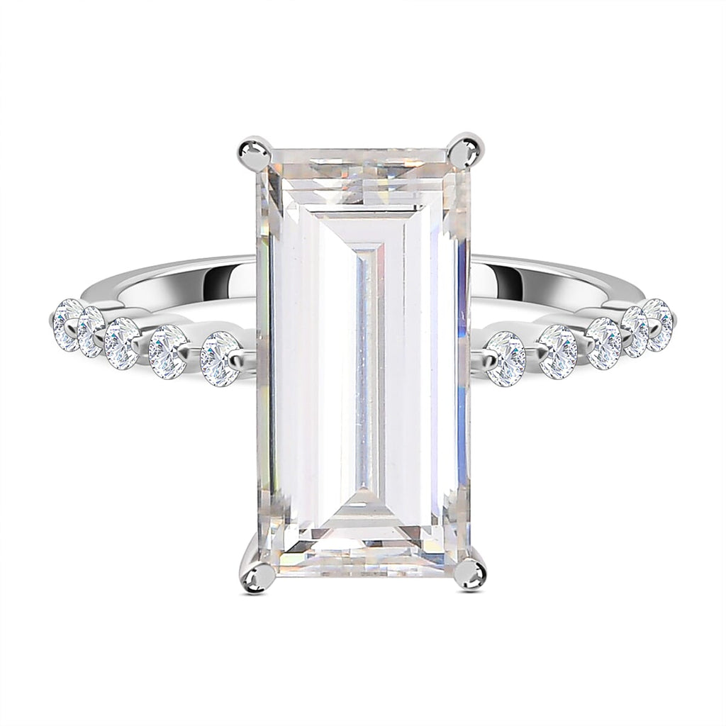 9K White Gold Moissanite Stone Ring 4.56 Ct.