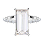 9K White Gold Moissanite Stone Ring 4.56 Ct.