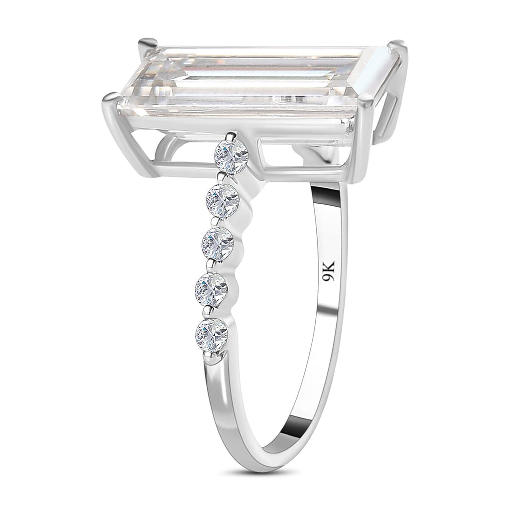 9K White Gold Moissanite Stone Ring 4.56 Ct.