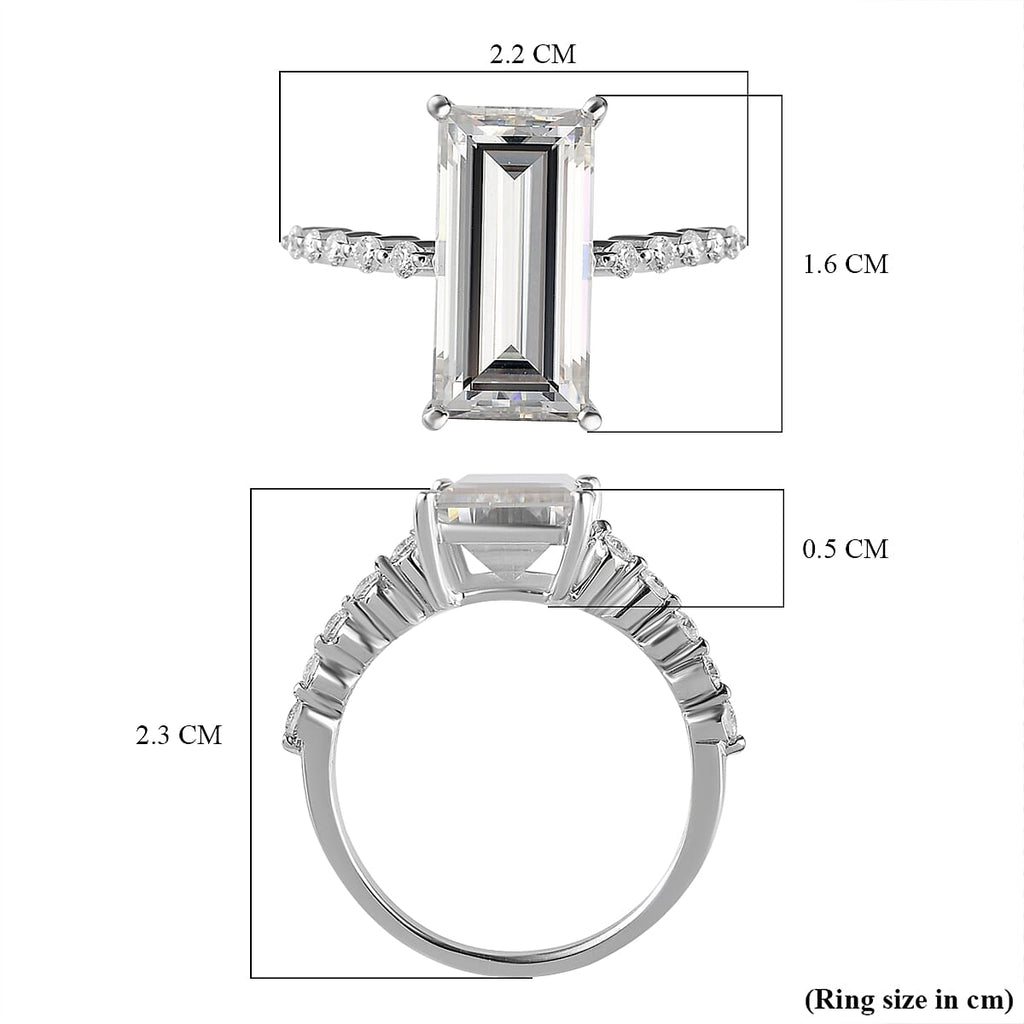 9K White Gold Moissanite Stone Ring 4.56 Ct.