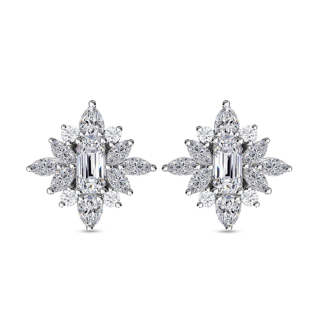 9K White Gold Moissanite Cluster Earring With post and Push Back Gem wt. 2.64 Ct. 7189354 0