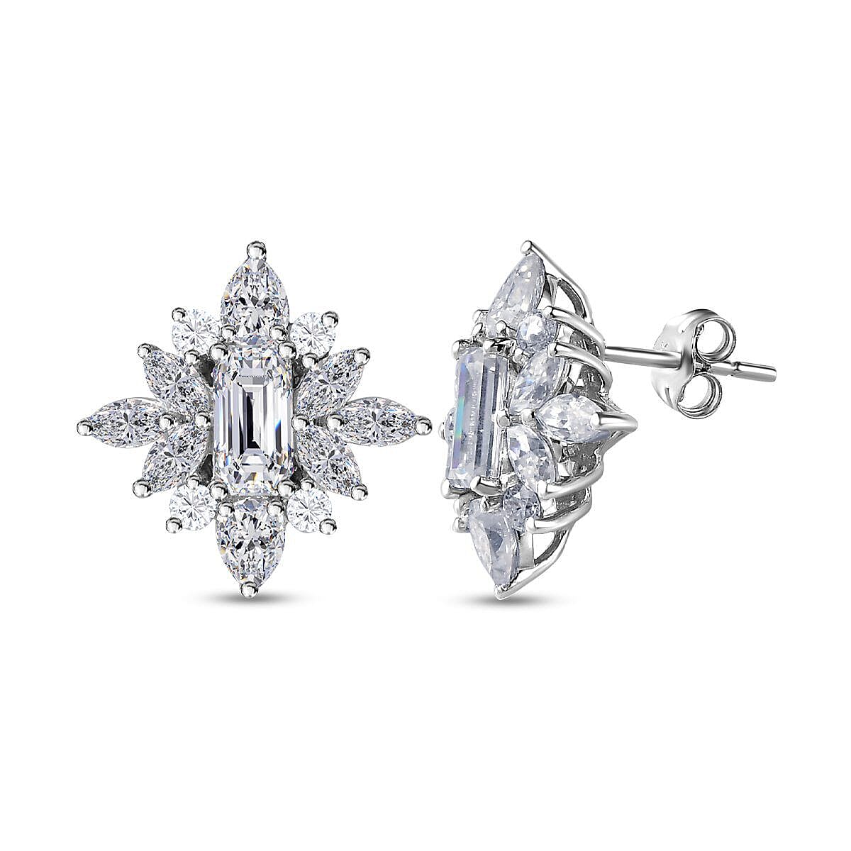 9K White Gold Moissanite Cluster Earring With post and Push Back Gem wt. 2.64 Ct. 7189354 3