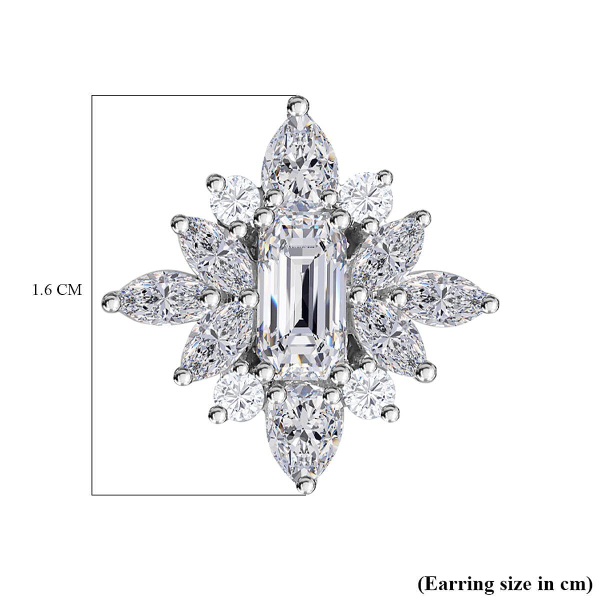 9K White Gold Moissanite Cluster Earring With post and Push Back Gem wt. 2.64 Ct. 7189354 4