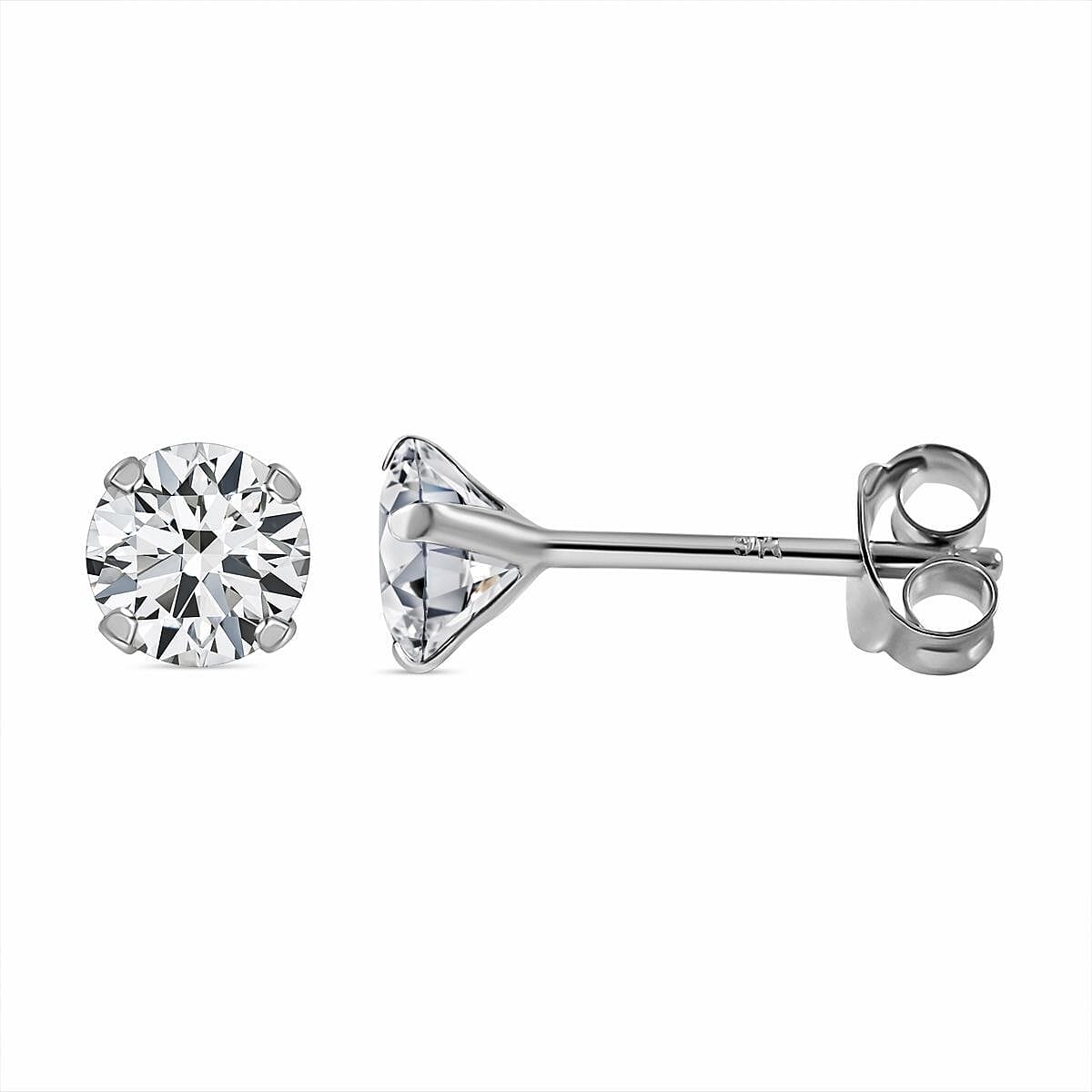 9K White Gold 1 Carat AA Moissanite Solitaire Stud Earrings With Post Push Back 7267143 0